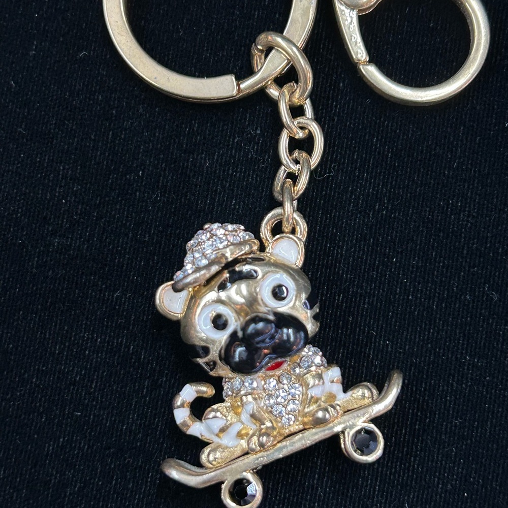 Gold Dog Keychain with Rhinestones